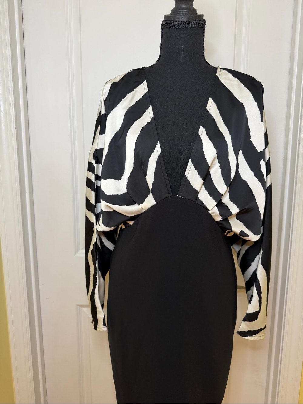 Sergio Hudson for Target Black Dress with Zebra-Print Bodice, size M